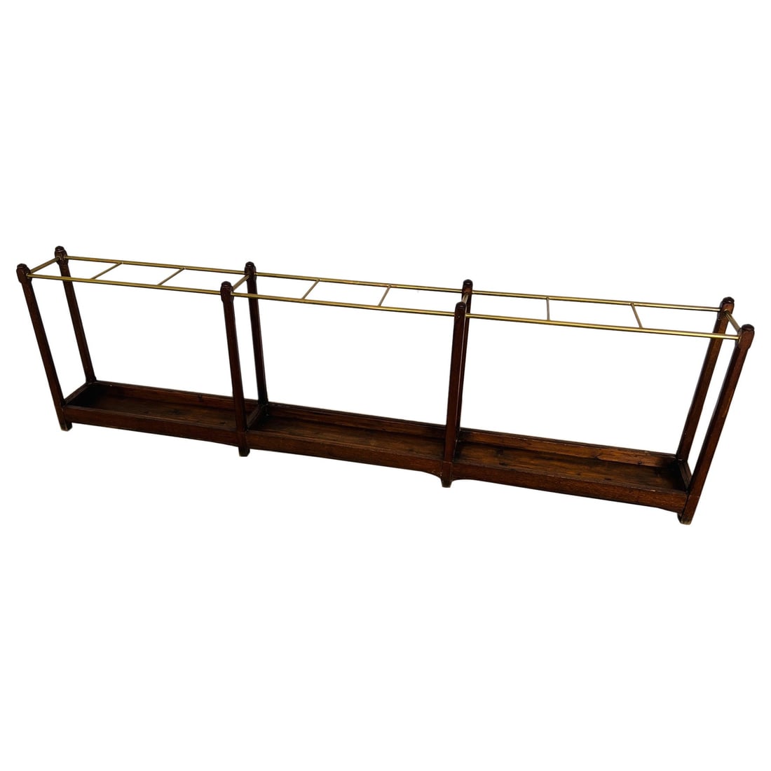 Victorian 8FT Oak Brass Cane Umbrella Holder Hotel Stand: Victorian 8FT Oak Brass Cane Umbrella Holder Hotel Stand This remarkable 19th Century English Oak and Brass Cane/Umbrella Holder is an elegant addition to any entryway or retail space. Crafted with a 