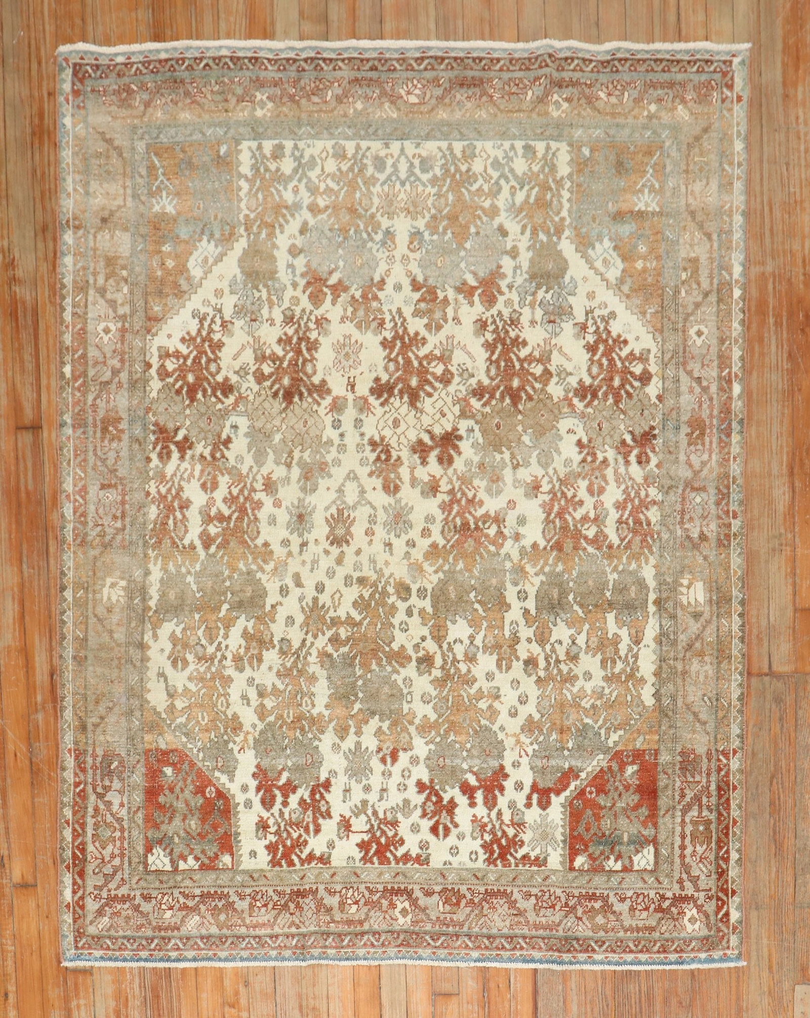 4' 11" x 6' 1" Persian Malayer Square Accent Rug: 4' 11" x 6' 1" Persian Malayer Square Accent Rug Early 20th century Persian Malayer intermediate square rug in an autumn color palette. This pre-owned accent rug features the classic Malayer type and 