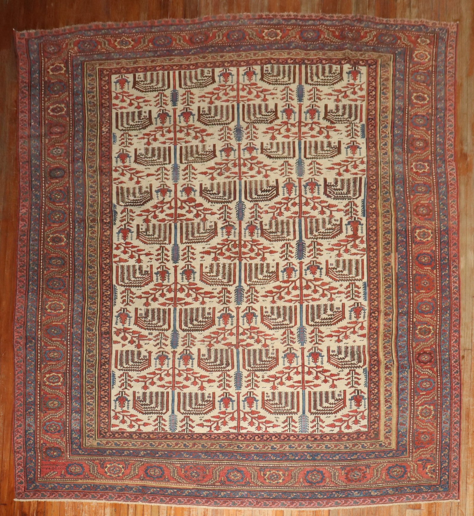 11' 1" x 13' 6" Persian Bakshaish Room Rug Tree of Life: 11' 1" x 13' 6" Persian Bakshaish Room Rug Tree of Life Late 19th century Persian Bakshaish rug in a Tree of Life design. This pre-owned room-size rug presents a classic Bakshaish form with square pro