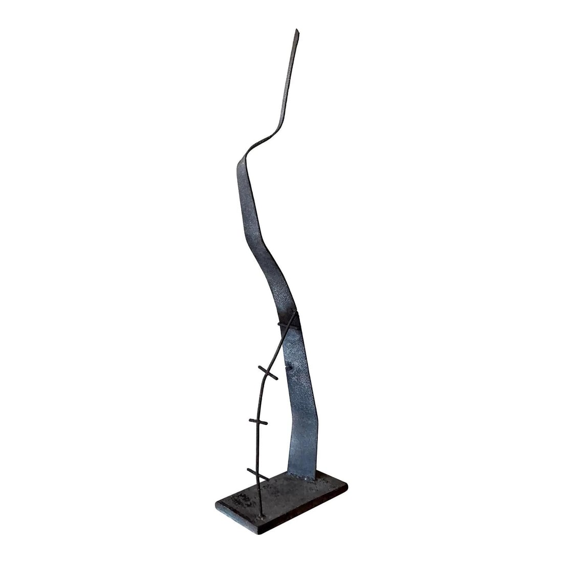 Mid-Century Modern Patinated Metal Brutalist Abstract Art Sculpture 36.75 Inches High: Mid-Century Modern Patinated Metal Brutalist Abstract Art Sculpture 36.75 Inches High This Mid-Century Modern Brutalist abstract sculpture is crafted from patinated metal, exemplifying the raw eleganc