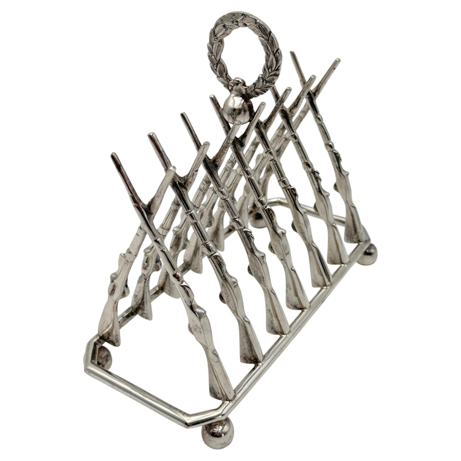 Silver Plate Toast Rack with Crossed Rifle Motif English Sporting Style (1 of 7)