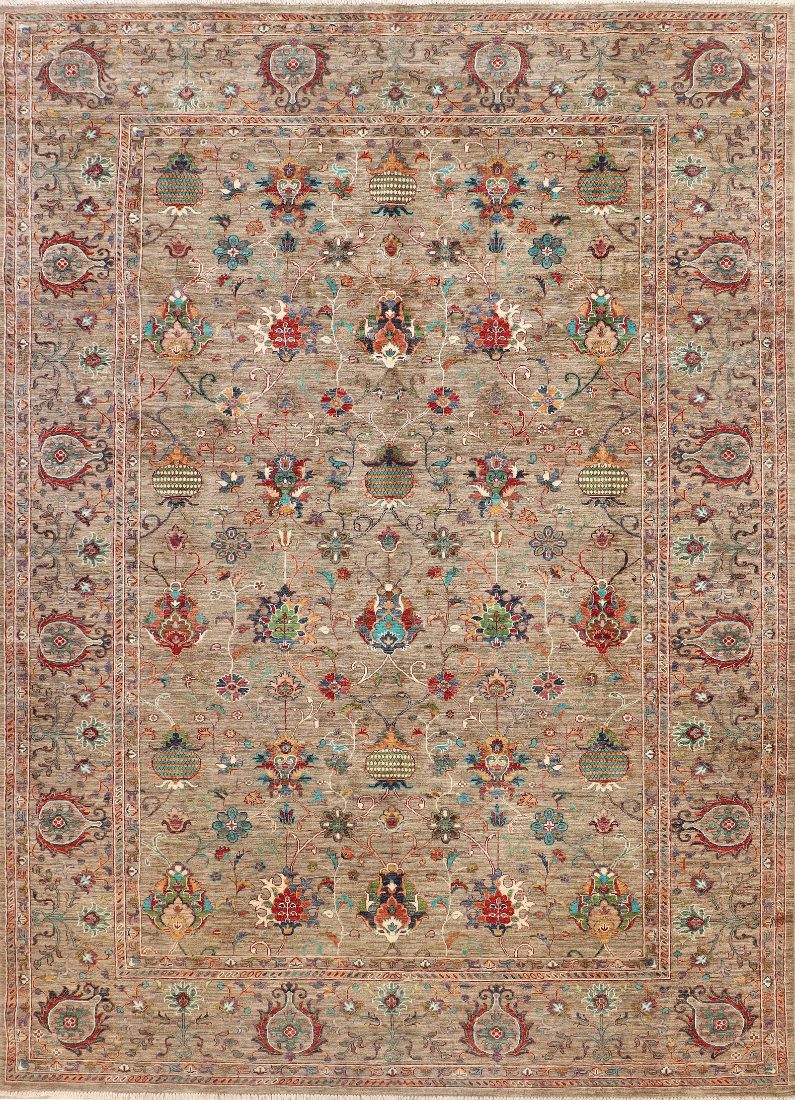 8' x 11' Soltani Ziglar Rug Handmade Fine Ghazni Wool Neutral Sage: 8' x 11' Soltani Ziglar Rug Handmade Fine Ghazni Wool Neutral Sage Free continental US Shipping Transform your space with this exquisite 8' x 11' Soltani Ziglar Rug, handcrafted in Pakistan from luxur