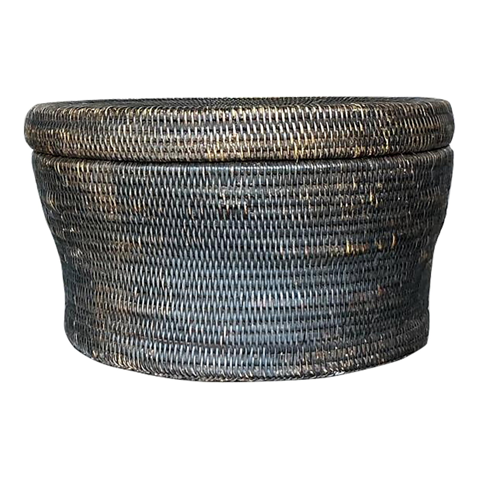Rustic Vintage Boho Rattan Lidded Storage Basket (1 of 6)