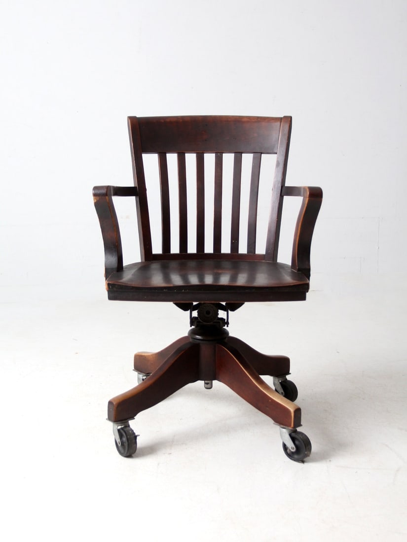 Vintage Johnson Chair Co Swivel Desk Chair Early 20th Century (1 of 11)