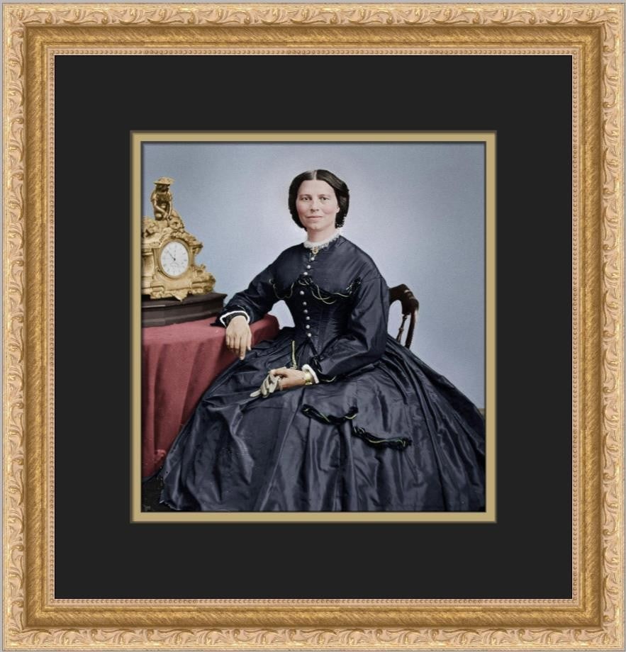 Clara Barton colorized portrait in ornate gold frame (1 of 2)