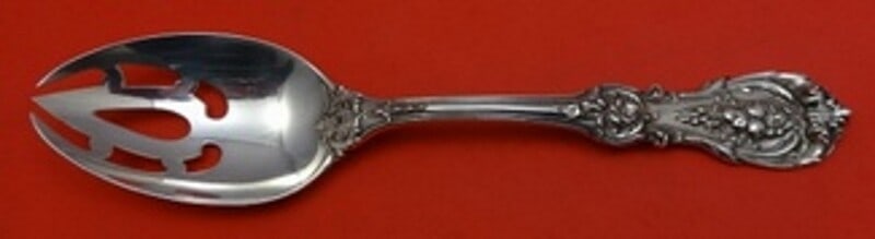 Reed and Barton Francis I Sterling Silver Slotted Serving Spoon 8 3/8 Open End (1 of 2)