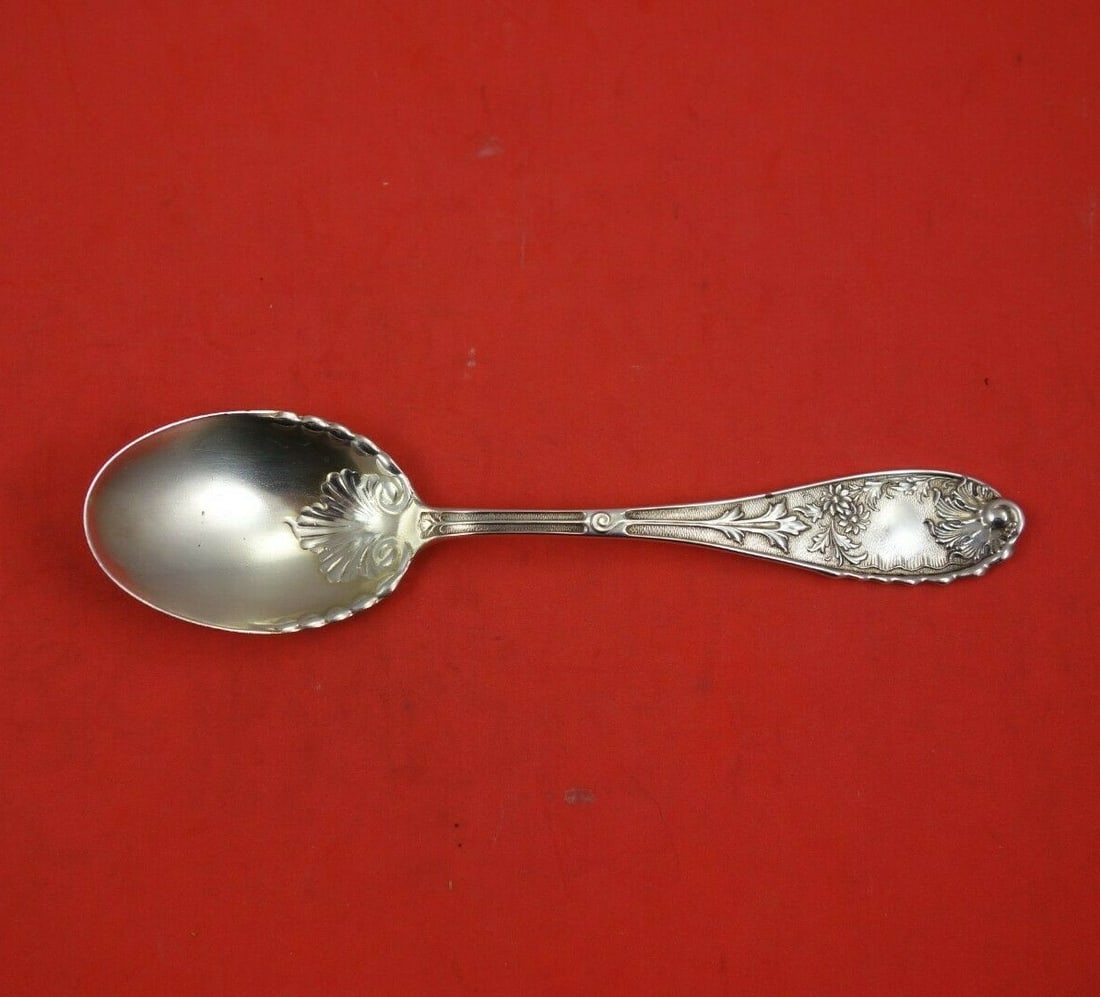 Wood & Hughes Undine Sterling Silver Preserve Spoon Ruffled Shoulders (1 of 3)