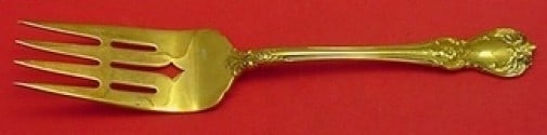 Towle Old Master Gold Sterling Silver Cold Meat Fork 8 3/8": Towle Old Master Gold Sterling Silver Cold Meat Fork 8 3/8" Introducing the Old Master Gold Cold Meat Fork by Towle Silver, a stunning piece crafted from sterling silver. Measuring 8 3/8 inches, this 