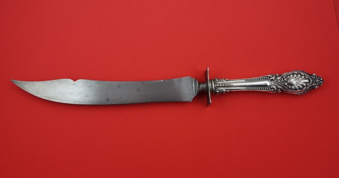 Wallace Sappho Sterling Silver Roast Carving Knife 15 Inch Carbon Steel Blade: Wallace Sappho Sterling Silver Roast Carving Knife 15 Inch Carbon Steel Blade This exquisite Sappho roast carving knife by Wallace showcases a stunning sterling silver handle paired with a durable car