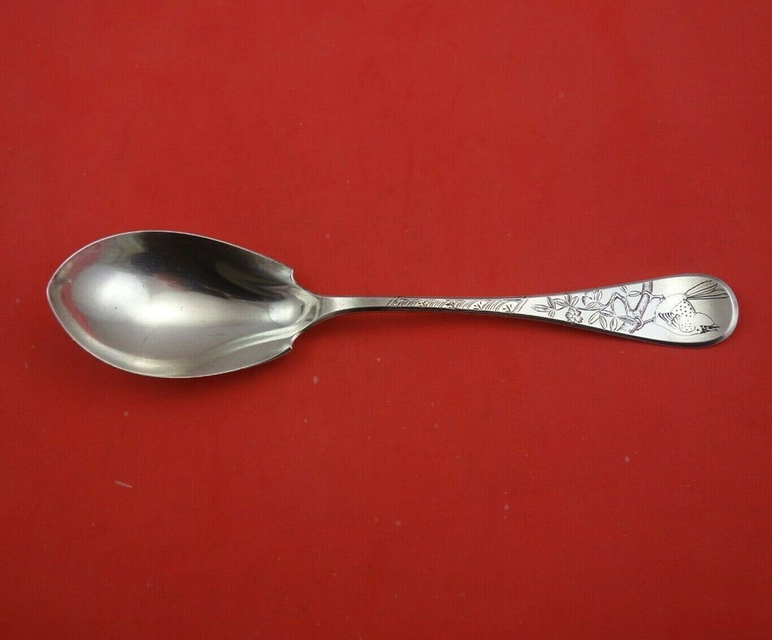 Tiffany & Co King William Engraved Sterling Silver Berry Spoon 8.5 inches (1 of 3)