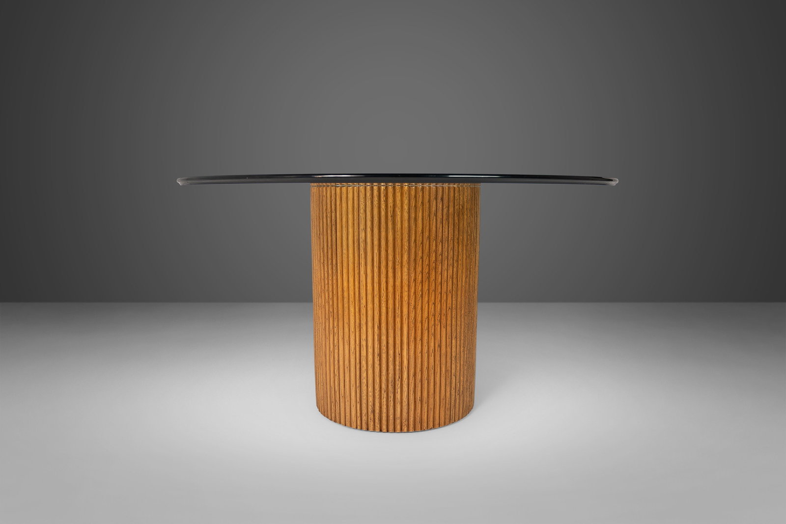 1970s Bamboo Pedestal Dining Table with Mirrored Glass Top (1 of 10)