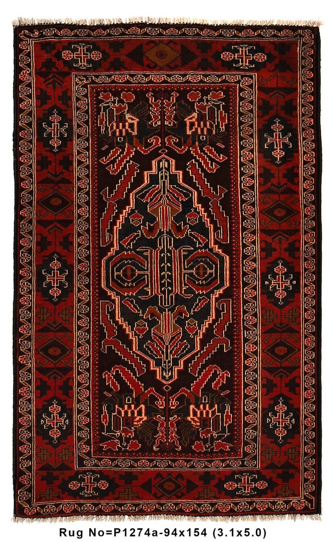 Handmade 3.1 x 5.0 Tribal Baluch Rug from Afghanistan (1 of 8)