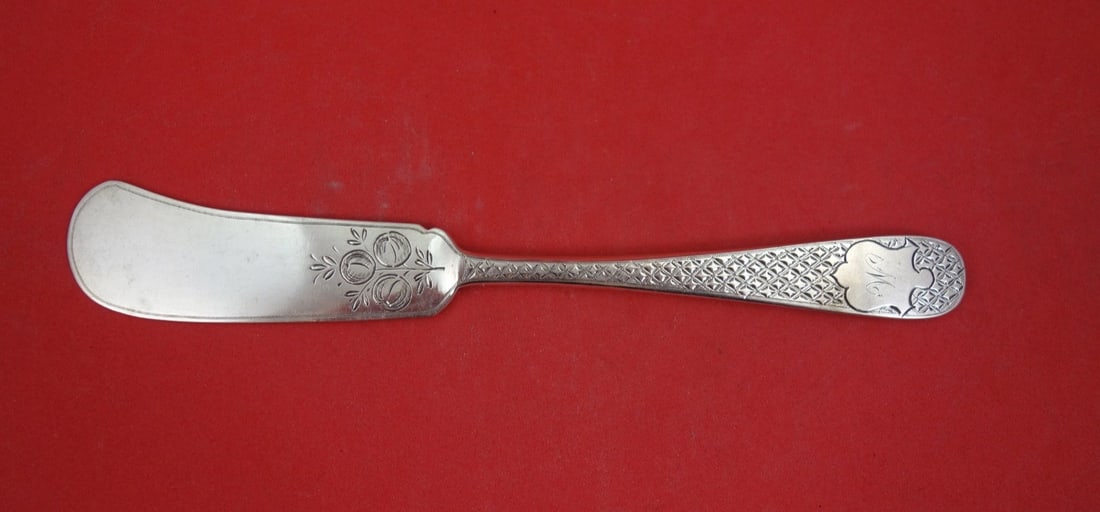 Kirk Sterling Silver Master Butter Knife 7 1 4 Inch Hand Engraved: Kirk Sterling Silver Master Butter Knife 7 1 4 Inch Hand Engraved This master butter knife by Kirk features a flat handle crafted from sterling silver, marked with the 10.15 hallmark. The handle is ad