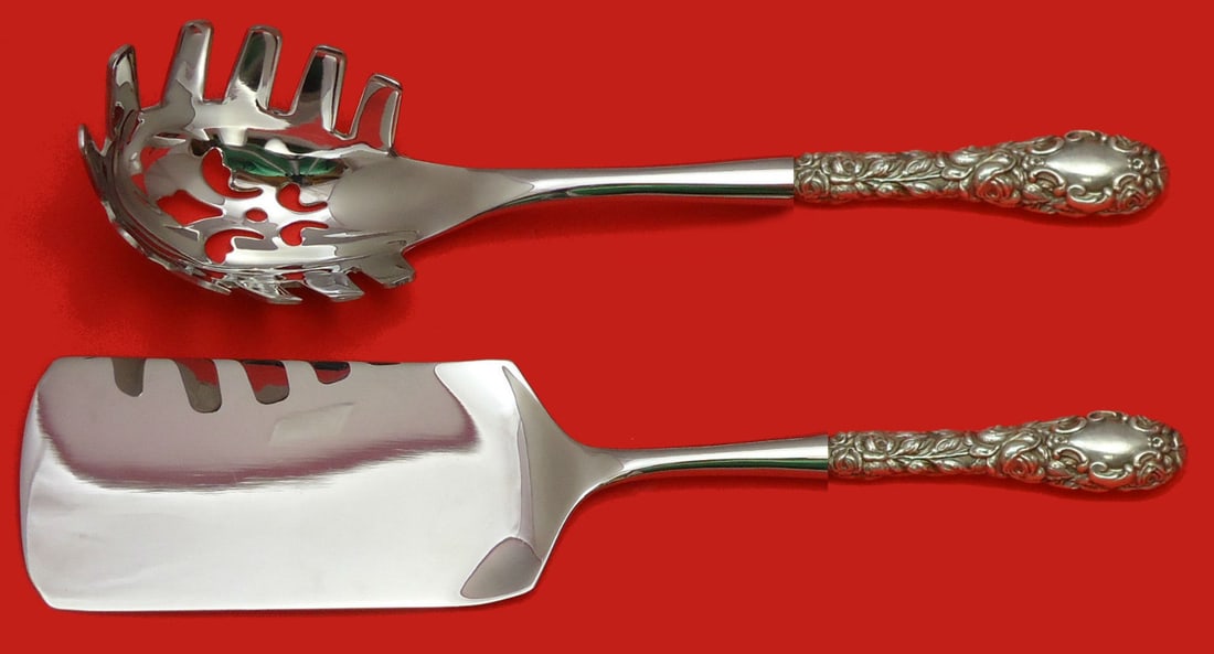 2pc Sterling Silver Hostess Set Schofield Baltimore Rose Pasta Server (1 of 1)