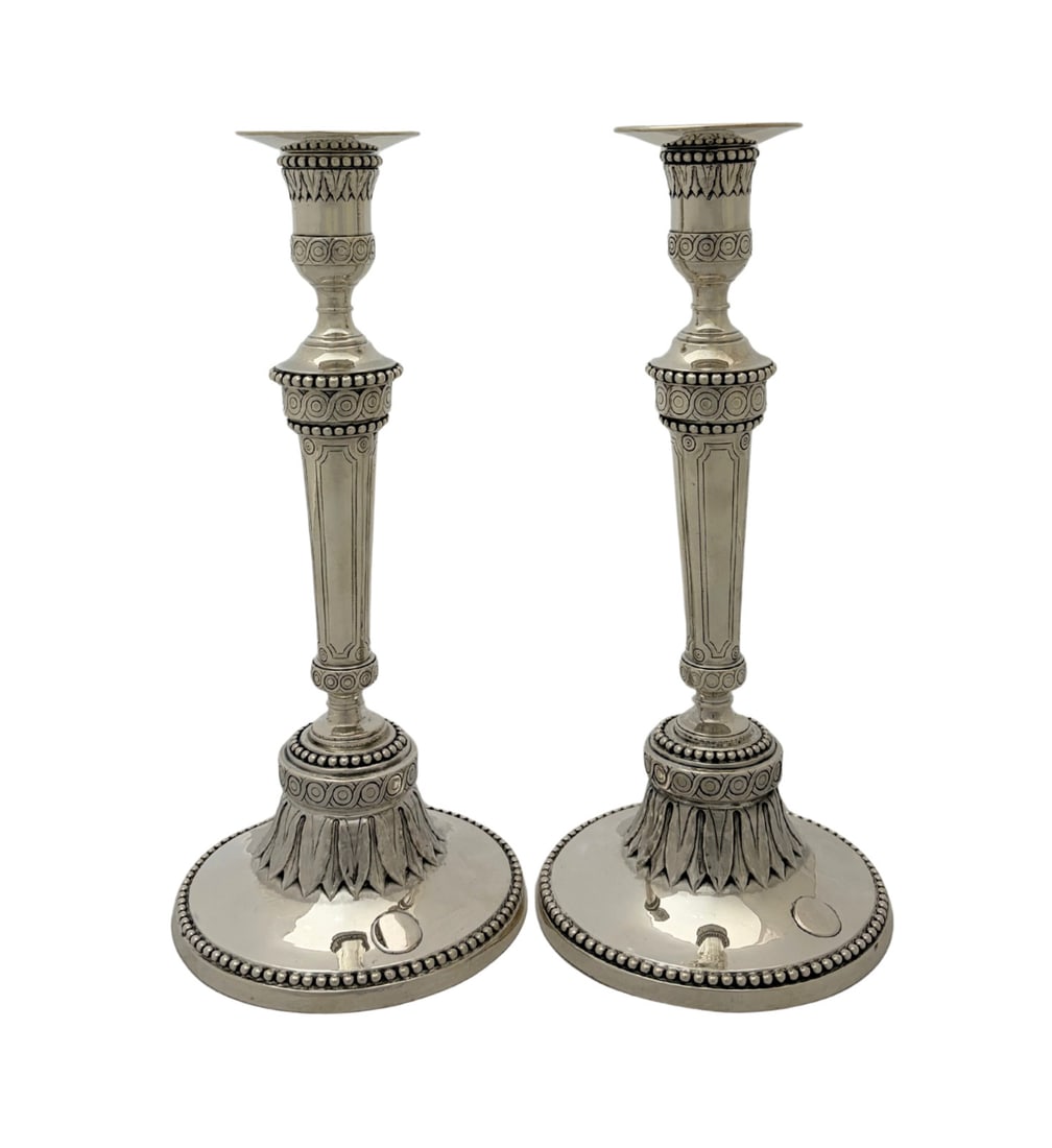 Pair of American Sterling Silver 925 Beaded Round Candlesticks 12.25" (1 of 3)