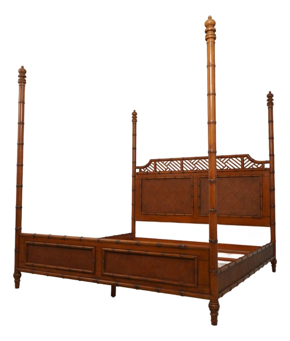 King Canopy Bed in Faux Bamboo Tommy Bahama Style (1 of 10)