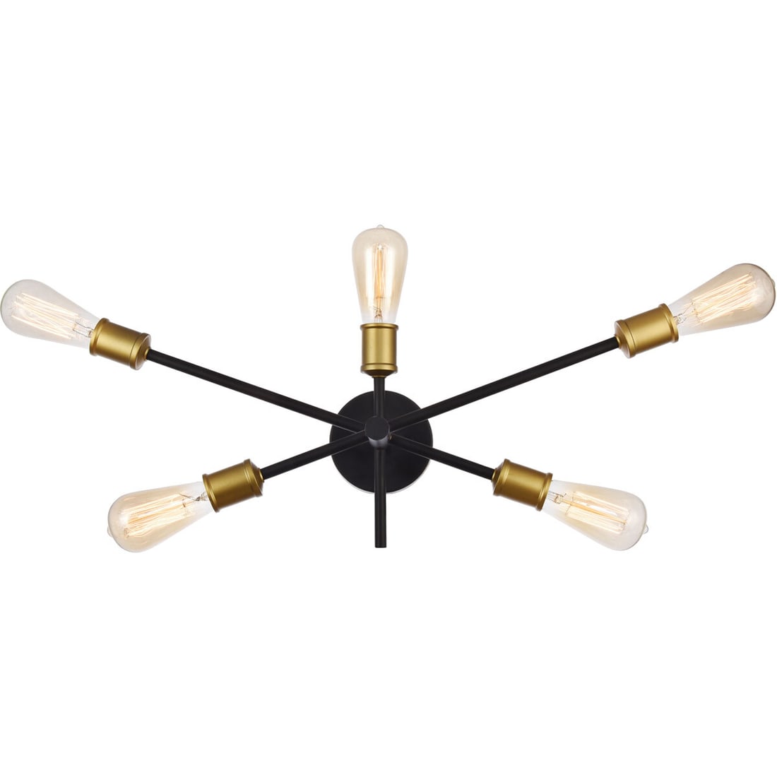 Axel 5 Light Black Brass Wall Sconce 24.7 Inch: Axel 5 Light Black Brass Wall Sconce 24.7 Inch This modern wall sconce features a striking Sputnik-inspired design in black and brass, ideal for adding contemporary flair to dining rooms, living rooms