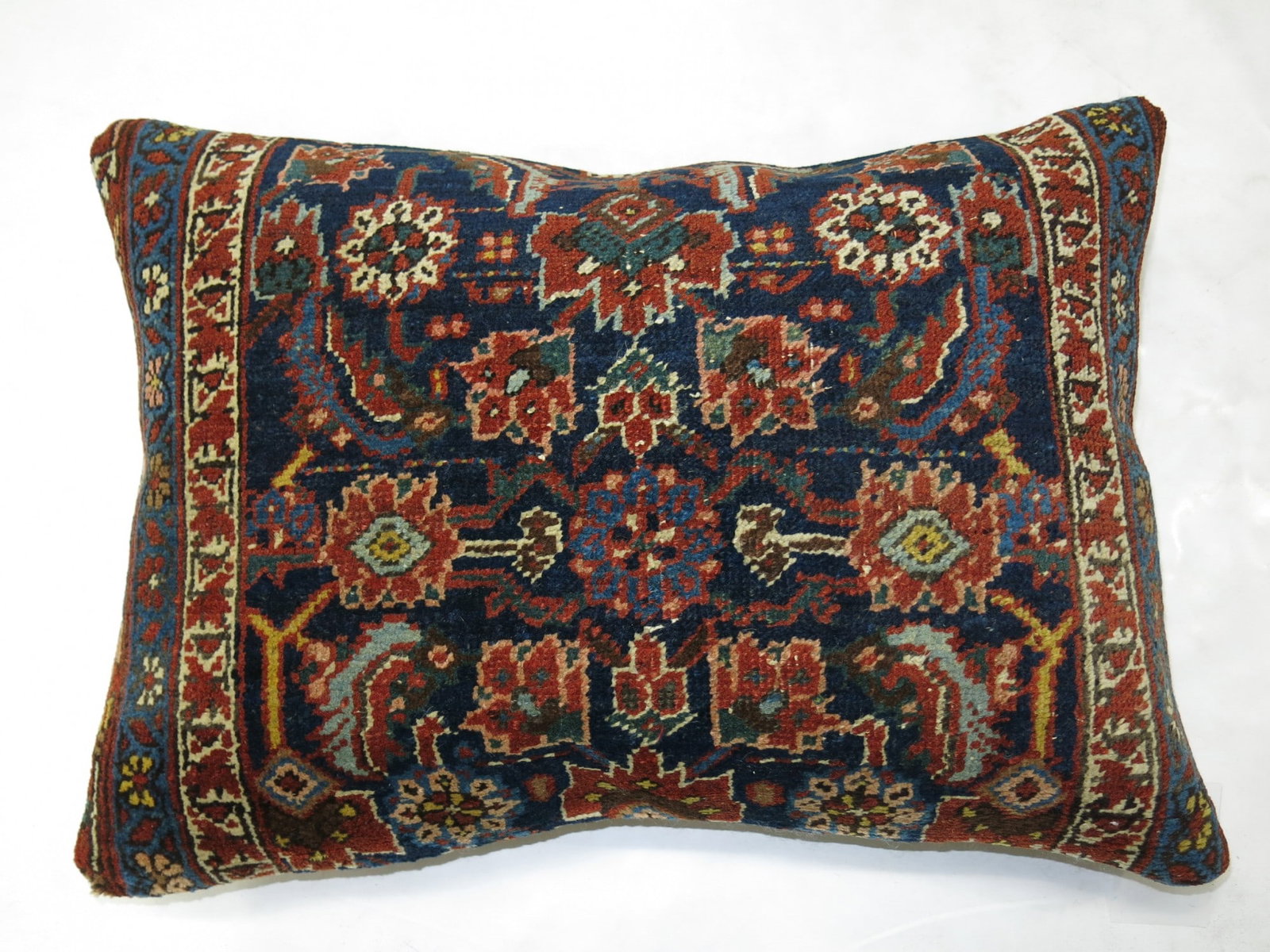 1' 5" x 2' 1" Persian Bidjar pillow from early 20th century rug: 1' 5" x 2' 1" Persian Bidjar pillow from early 20th century rug Decorative pillow made from an early 20th century Persian Bidjar rug, featuring a traditional rug design with intricate floral patternin
