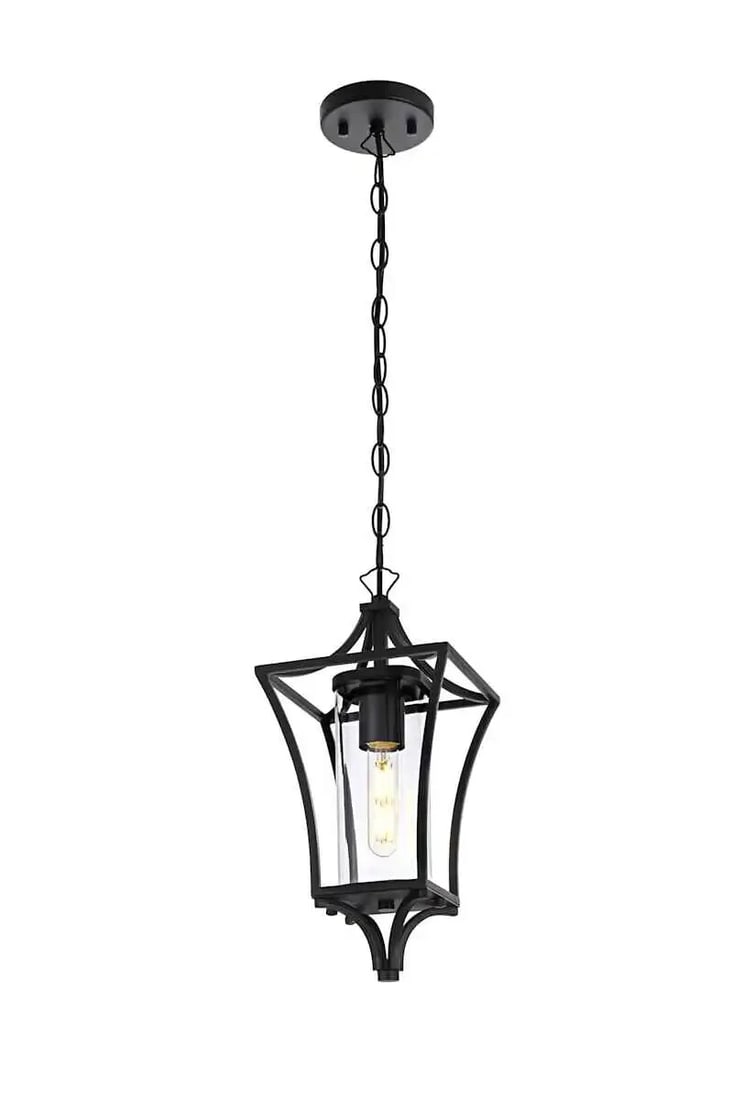 Belgrade Black Iron Glass Outdoor Pendant Light (1 of 9)