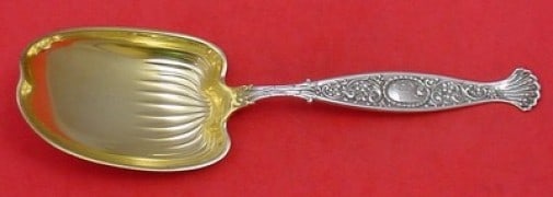Whiting Hyperion Sterling Silver Gold Washed Serving Spoon 9 inches: Whiting Hyperion Sterling Silver Gold Washed Serving Spoon 9 inches This exquisite serving spoon features the elegant Hyperion pattern by Whiting, crafted from high-quality sterling silver and enhance