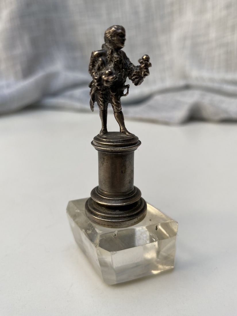 Sterling Silver Miniature Figure Sculpture on Rock Crystal Base 2.25" (1 of 7)
