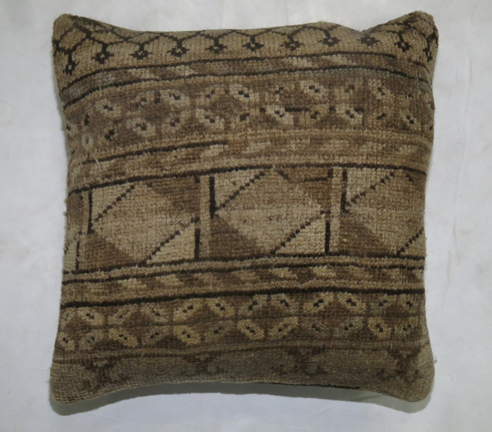 Ersari Vintage Rug Pillow 1' 5" x 1' 6" Afghan: Ersari Vintage Rug Pillow 1' 5" x 1' 6" Afghan Decorative pillow made from a vintage Afghan rug with an Ersari design. This pre-owned piece features a geometric pattern and offers a distinctive textil