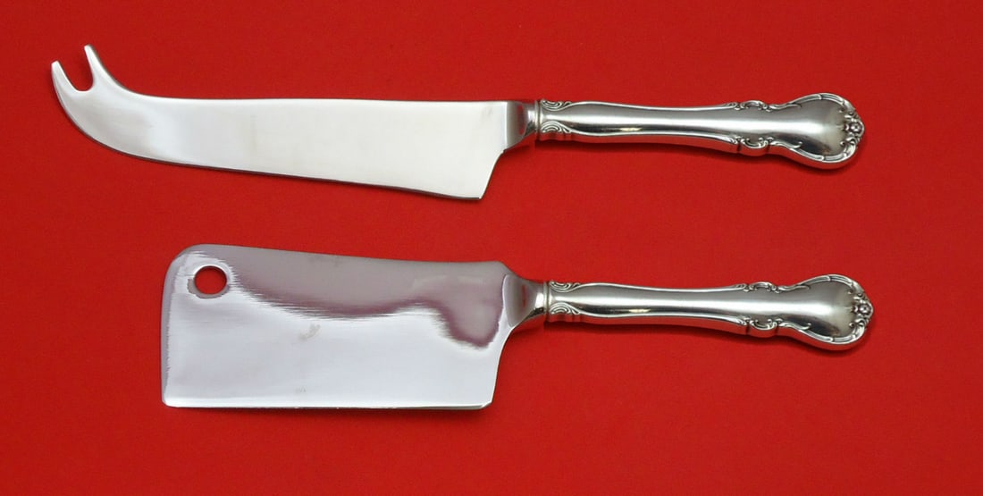 Towle French Provincial 2pc Sterling Silver Cheese Serving Set: Towle French Provincial 2pc Sterling Silver Cheese Serving Set This exquisite French Provincial cheese serving set by Towle is crafted from sterling silver and features a custom-made hollow handle wit