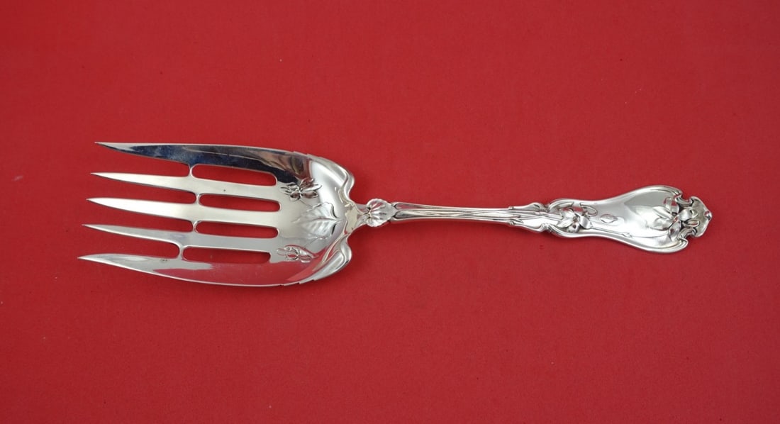 Sterling Silver Fish Fork Violet Pattern by Whiting 9 Inch 5-Tine with Bar (1 of 2)