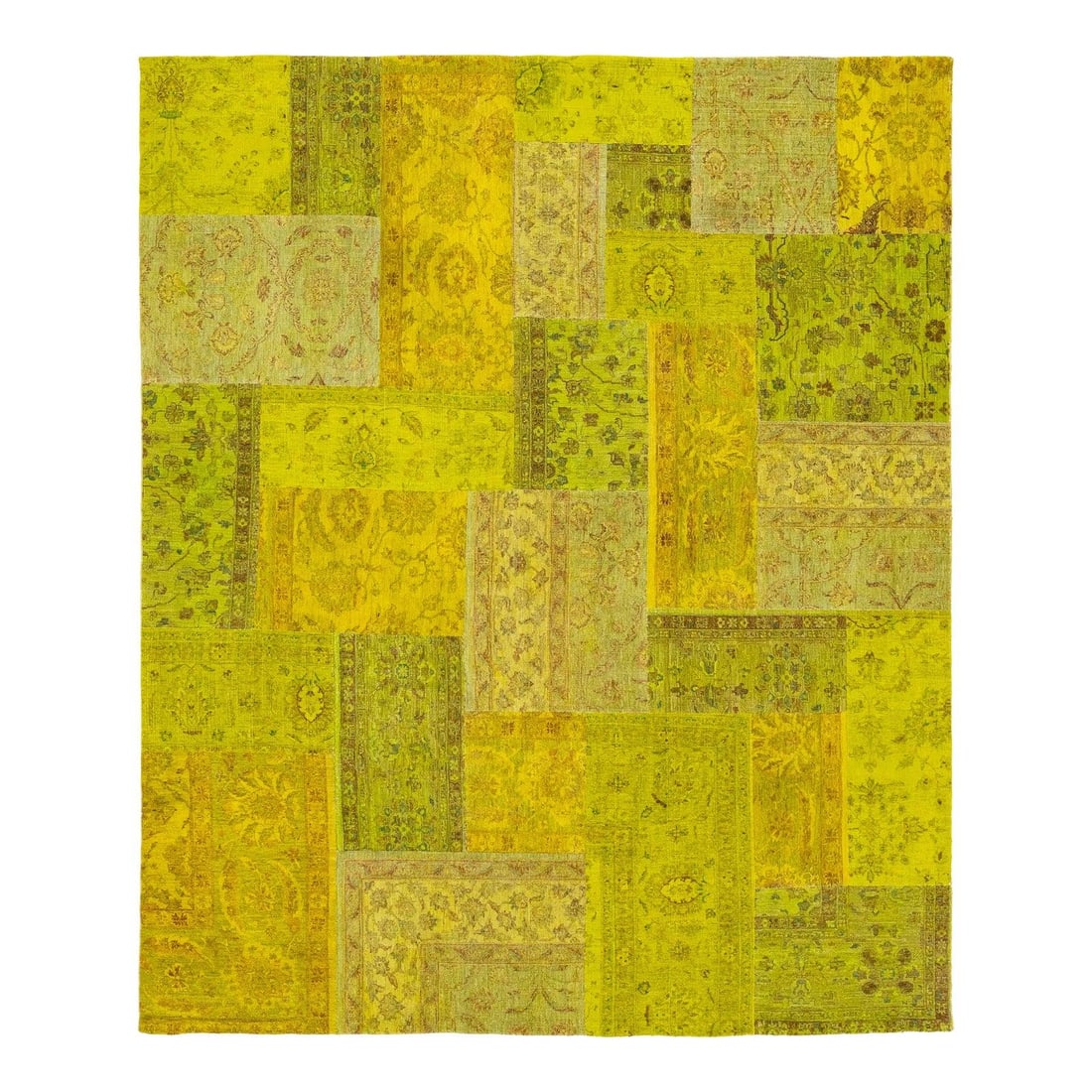 Handcrafted Green Wool Patchwork Rug 8'2 x 9'11 Tribal Design: Handcrafted Green Wool Patchwork Rug 8'2 x 9'11 Tribal Design Enhance your living space with this stunning Modern Handcrafted Patchwork Wool Rug. Featuring a vibrant green field, this exquisite handma