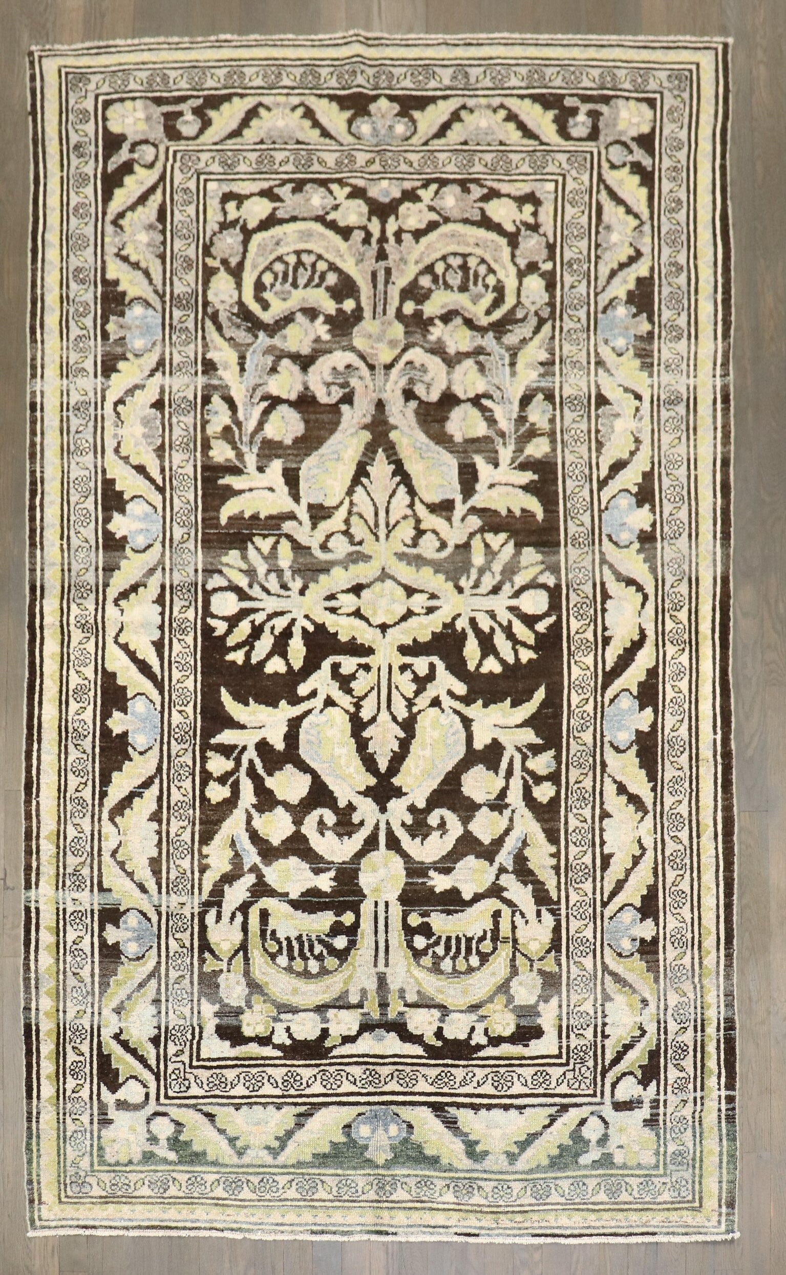 4' 10" x 8' Persian Malayer Lilihan Rug: 4' 10" x 8' Persian Malayer Lilihan Rug Pre-owned Persian Malayer formal rug with pops of green. This intermediate-size piece is identified as a Lilihan, Malayer type. Specifications Item Type: Rug St