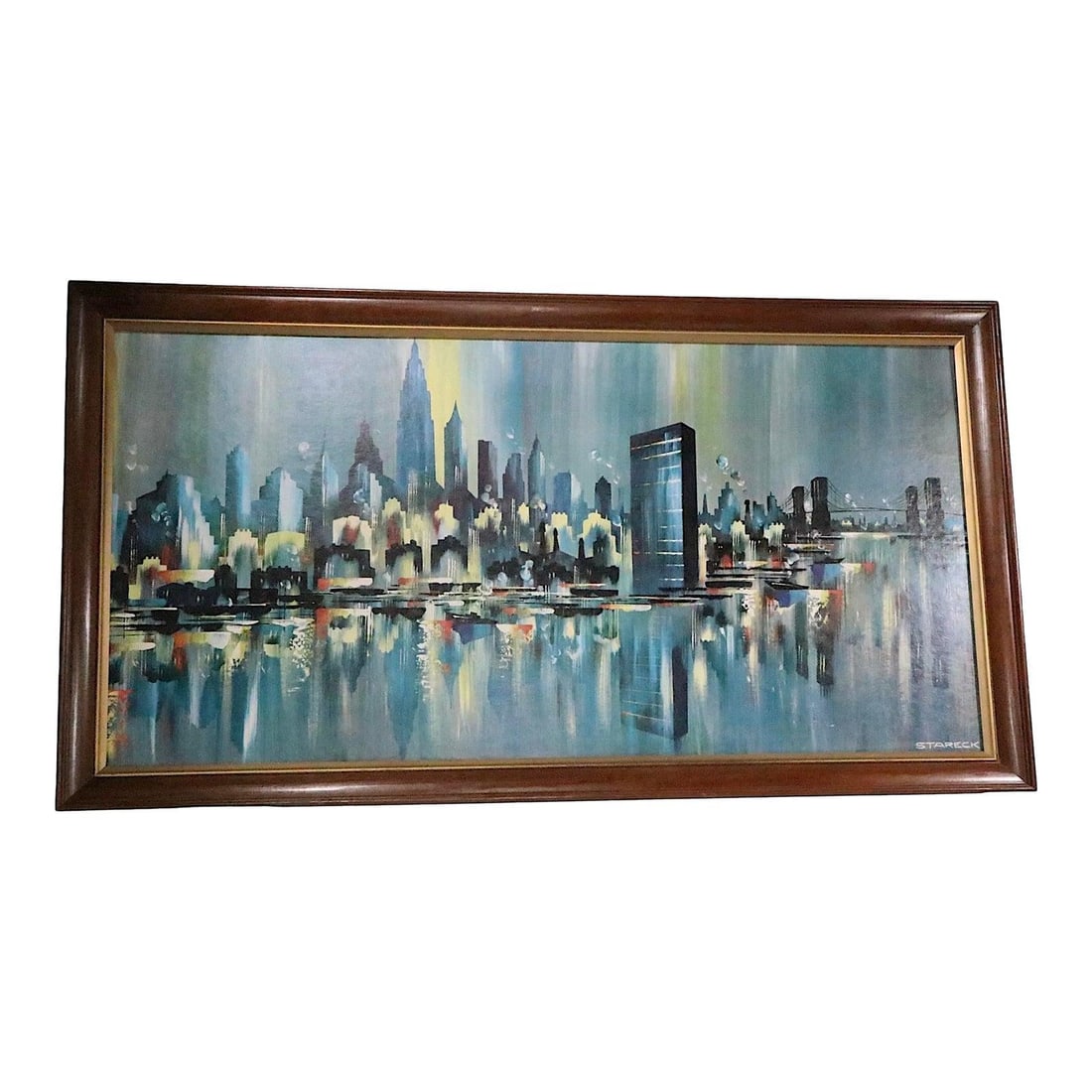 Framed Edgar Stareck Lower Manhattan Skyline Print 1950s (1 of 10)