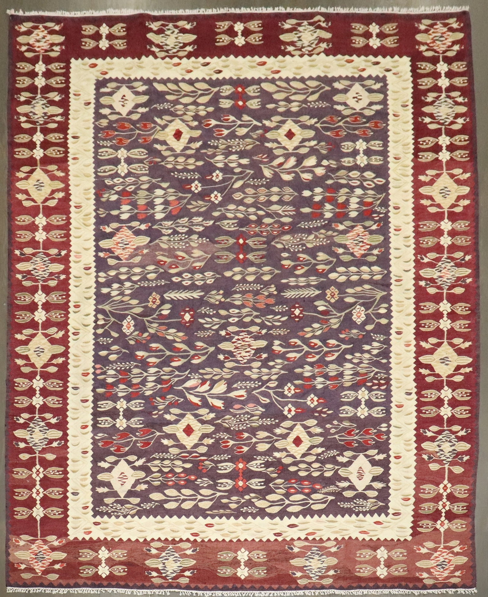 9' 2" x 11' Mid 20th Century Besserabian Kilim Rug: 9' 2" x 11' Mid 20th Century Besserabian Kilim Rug Mid 20th century Besserabian kilim in a room-size format. This pre-owned rug features the distinctive Besserabian kilim type and is presented as a ro