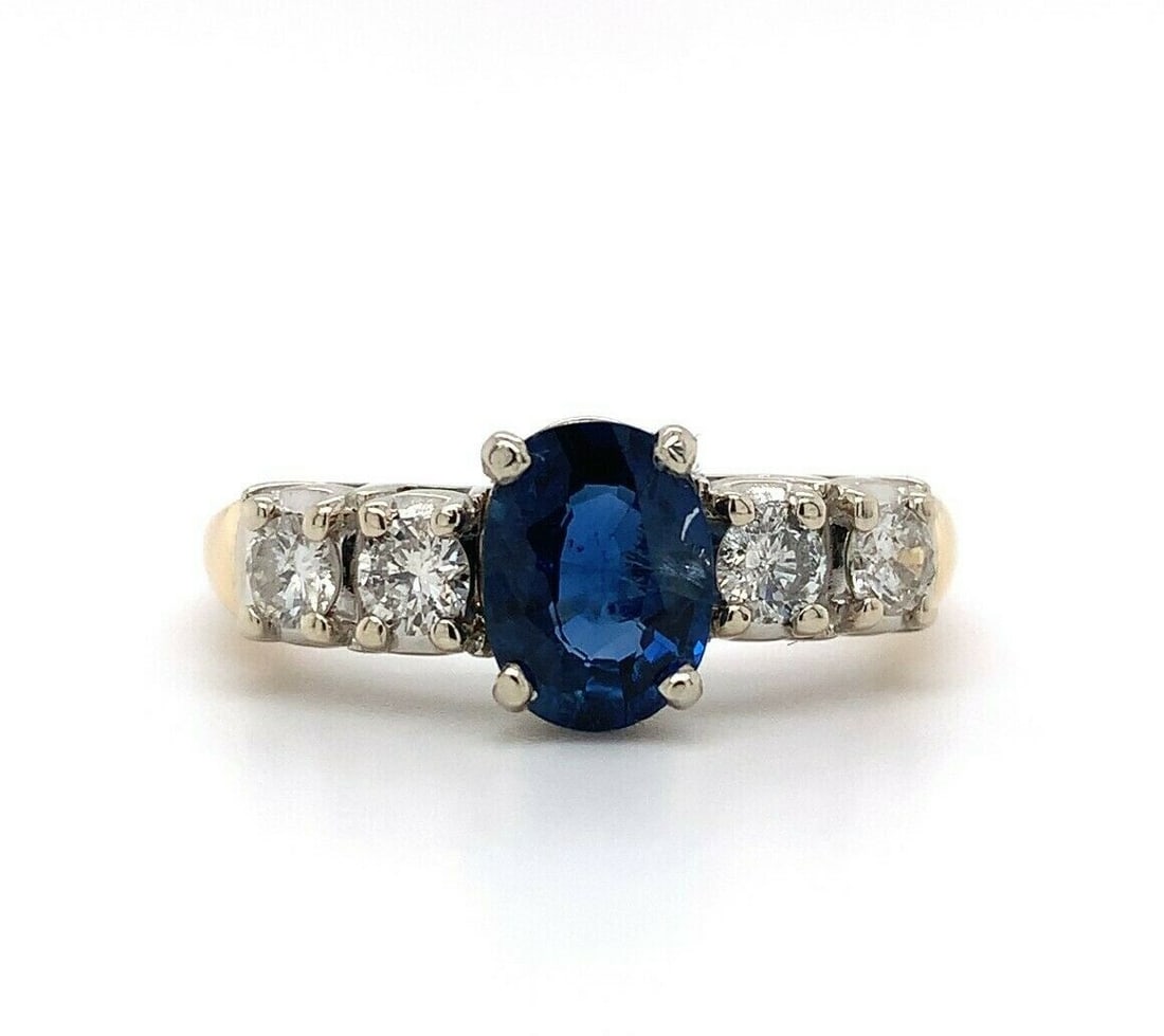 14k Yellow Gold 1.52ct Natural Sapphire Diamond Ring GIA Certified (1 of 9)