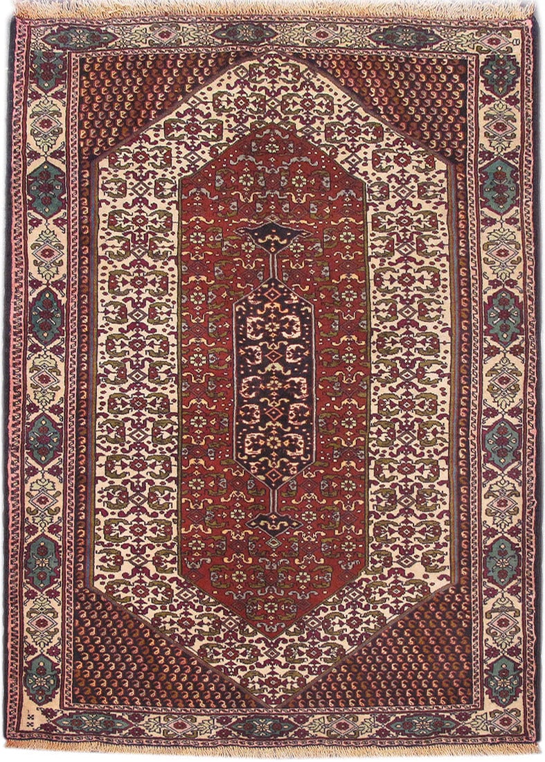 Handcrafted 4.4 x 6.2 Brown Persian Hamadan Area Rug: Handcrafted 4.4 x 6.2 Brown Persian Hamadan Area Rug Free continental US Shipping Elevate your home decor with this exquisite 4'4" x 6'2" Brown Traditional Persian Hamadan Area Rug, meticulously handc