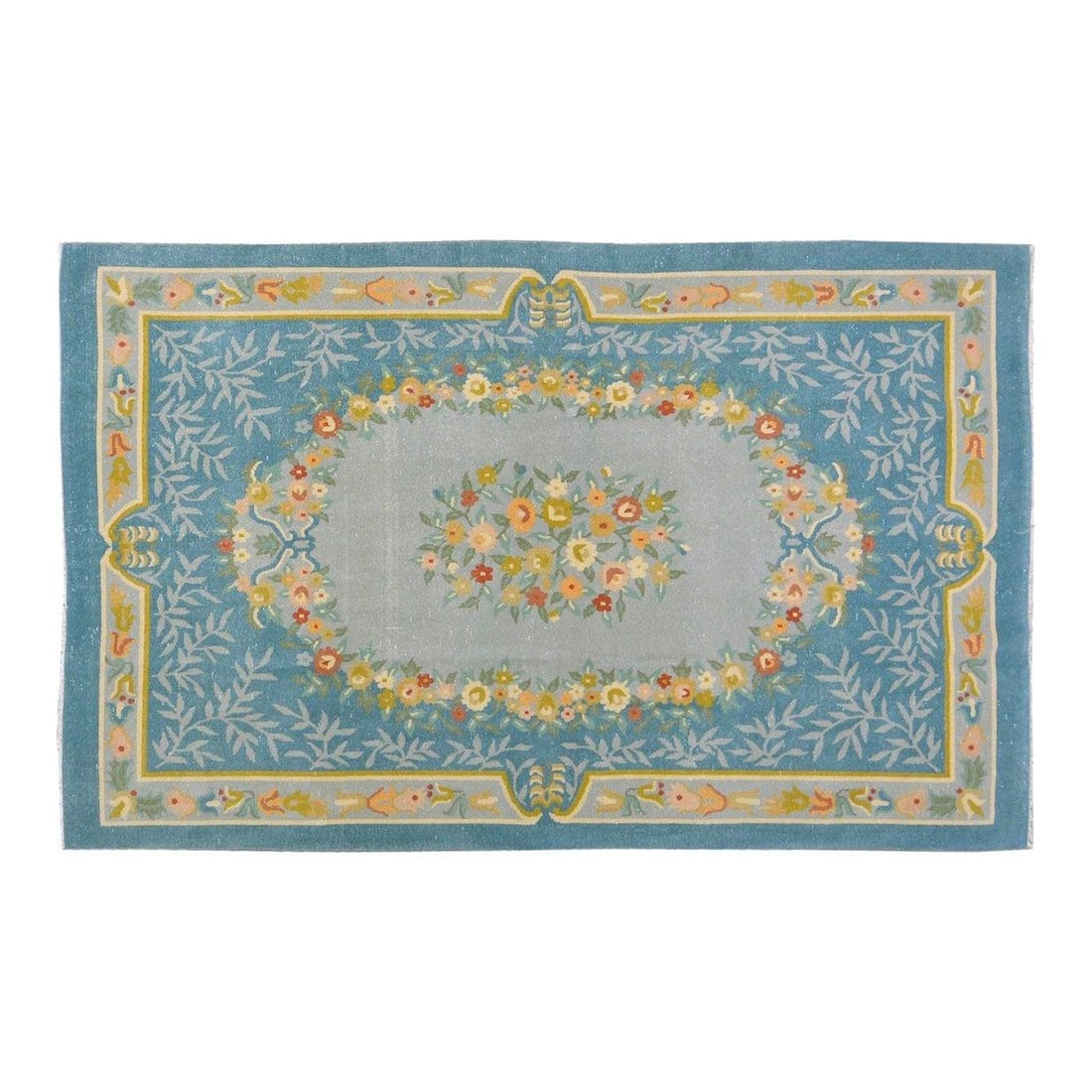 4'9" x 7'6" Wool Art Deco Chinese Hand-Knotted Vintage Rug: 4'9" x 7'6" Wool Art Deco Chinese Hand-Knotted Vintage Rug This vintage Chinese Art Deco rug is hand-knotted from wool using traditional techniques, combining classic craftsmanship with a modern desig