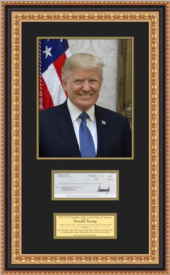 Custom Framed Donald J Trump Display With Facsimile Signed Check and Portrait (1 of 4)