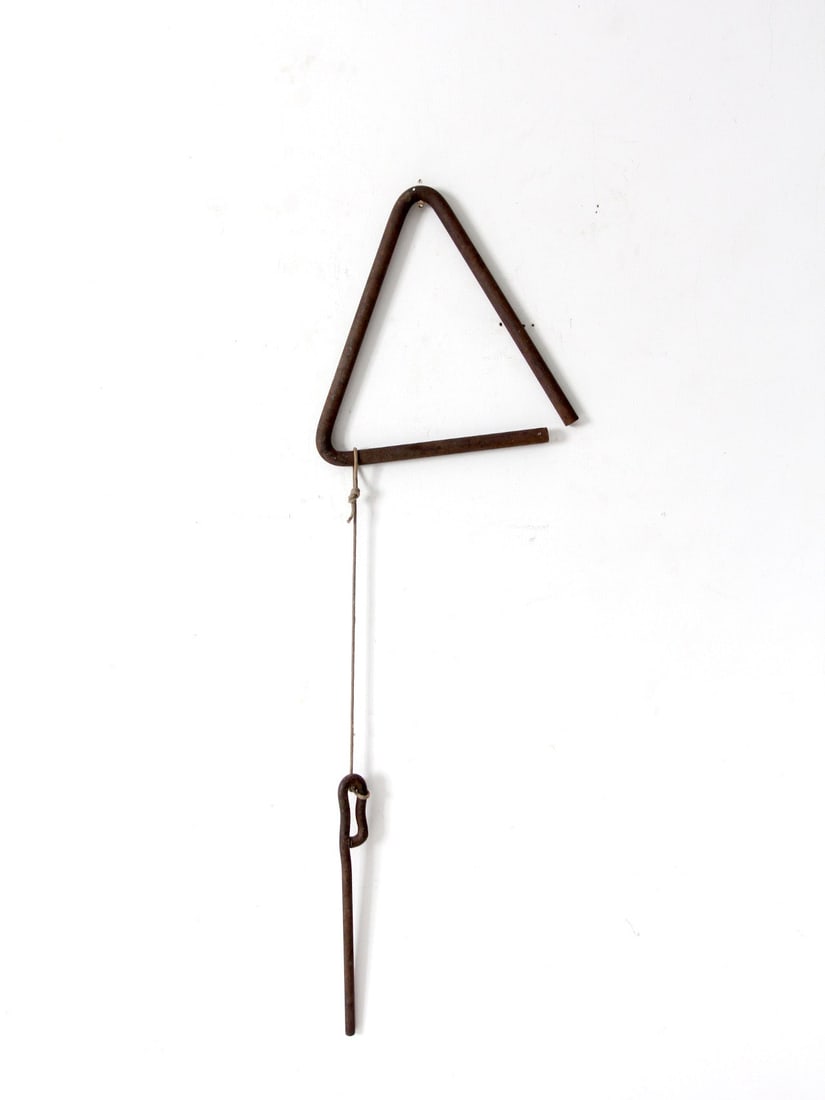 Antique Iron Dinner Bell with Triangular Frame - 2