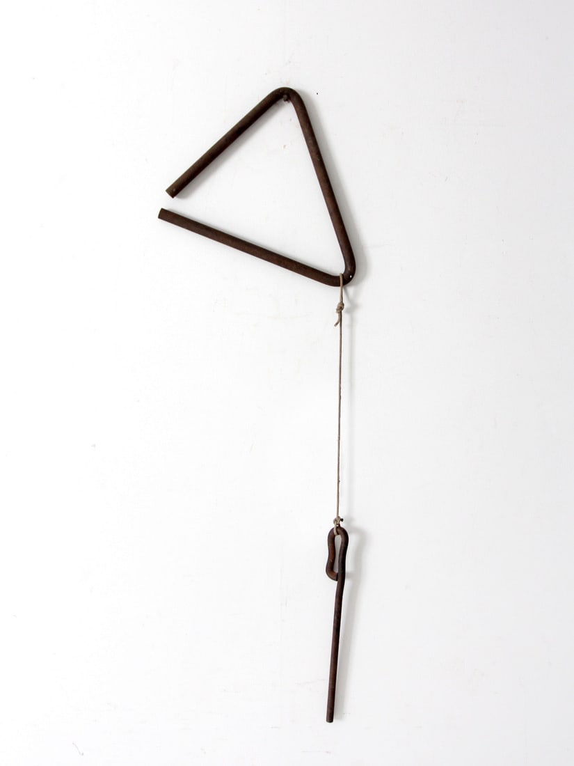 Antique Iron Dinner Bell with Triangular Frame - 3