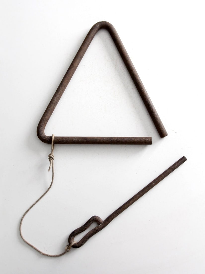 Antique Iron Dinner Bell with Triangular Frame - 4
