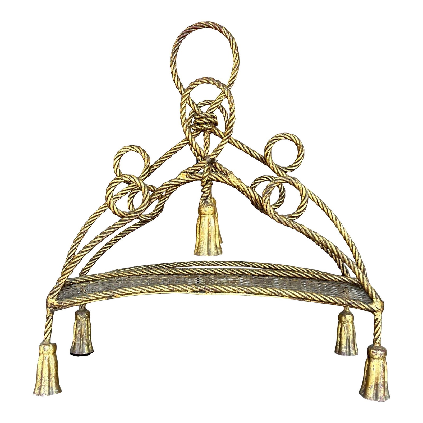 Vintage Regency Brass Twisted Tassel Newspaper Holder 20in (1 of 7)
