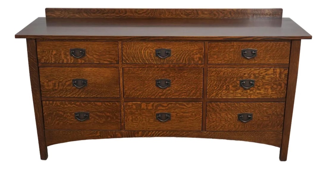 9 Drawer Oak Dresser L and JG Stickley Mission Style 66w x 20d x 34.5h (1 of 10)