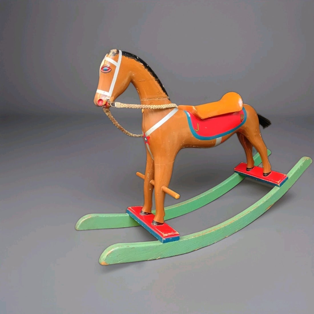 Vintage American Folk Art Carved Wood Hobby Horse Toy 22h x 32: Vintage American Folk Art Carved Wood Hobby Horse Toy 22h x 32 Vintage carved wood folk art rocking horse with classic Americana character and hand-crafted appeal. This sit-on hobby horse features exp