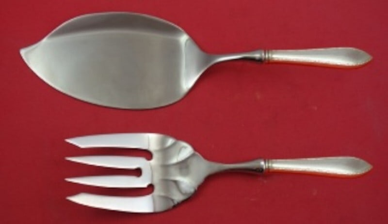 Tiffany & Co Feather Edge Sterling Silver Salmon Serving Set 2pc (1 of 2)