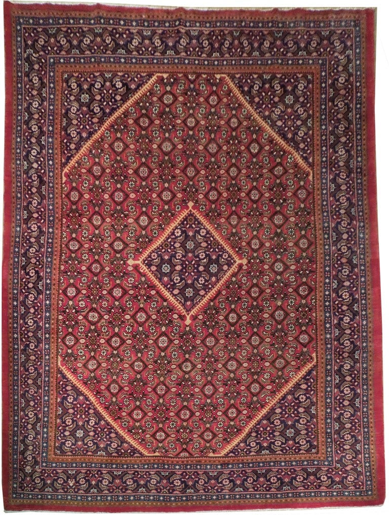 Exquisite 10' x 13.5' Handwoven Persian Herati Rug Red Luxury: Exquisite 10' x 13.5' Handwoven Persian Herati Rug Red Luxury Free continental US Shipping Discover the exquisite 10' x 13.5' Persian Herati Mahal Rug, handcrafted by skilled Persian artisans. This st