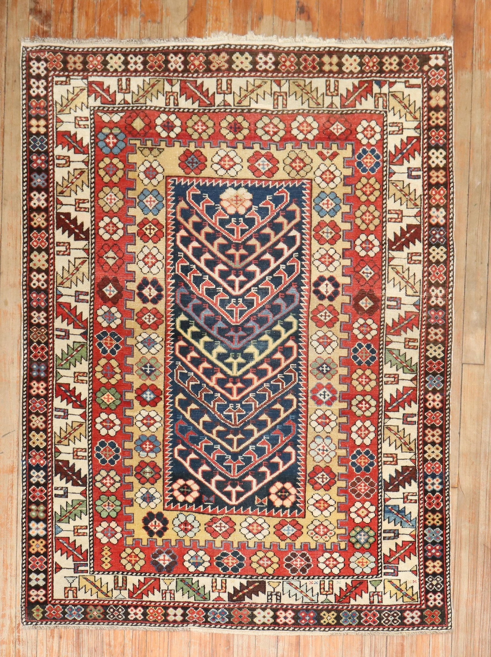 3' 9" x 4' 10" Late 19th Century Shirvan Talish Rug: 3' 9" x 4' 10" Late 19th Century Shirvan Talish Rug Late 19th century whimsical Shirvan rug in a small square format. This pre-owned antique rug is identified as Caucasian, Shirvan, and Talish. Specif