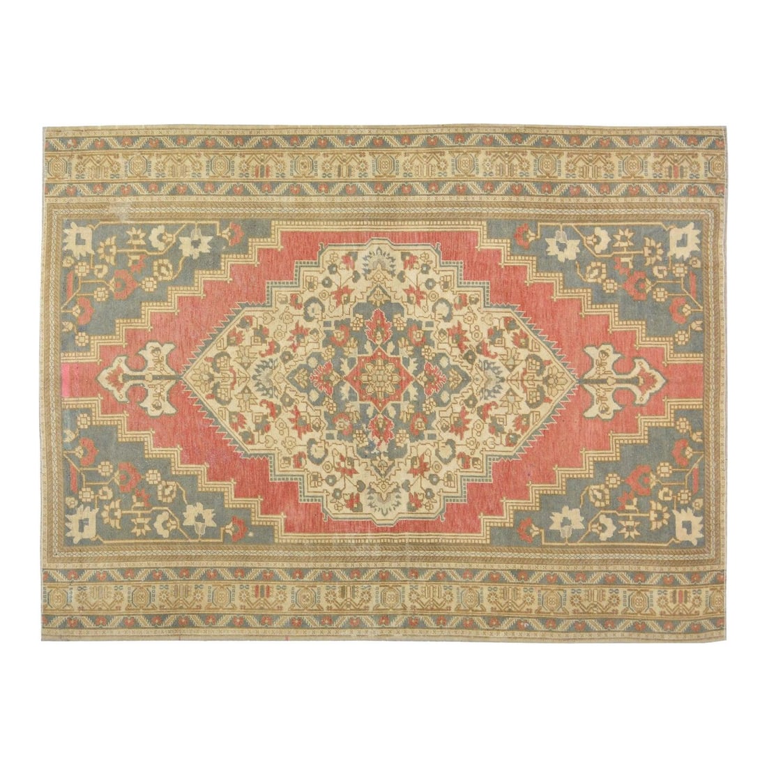 6'x8'1" Wool Area Rug Handcrafted Oushak Design: 6'x8'1" Wool Area Rug Handcrafted Oushak Design This Turkish Oushak rug is hand-knotted from wool using traditional techniques, offering a blend of classic artistry and modern design sensibility. Its 