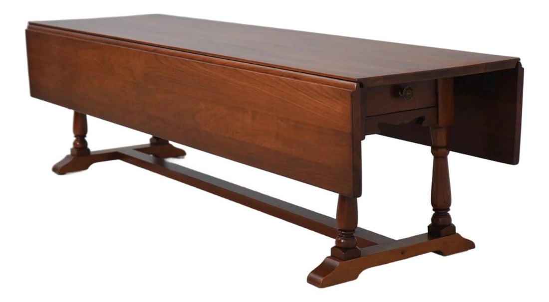 Stickley Cherry Wood Drop Leaf Coffee Table with End Drawers (1 of 10)