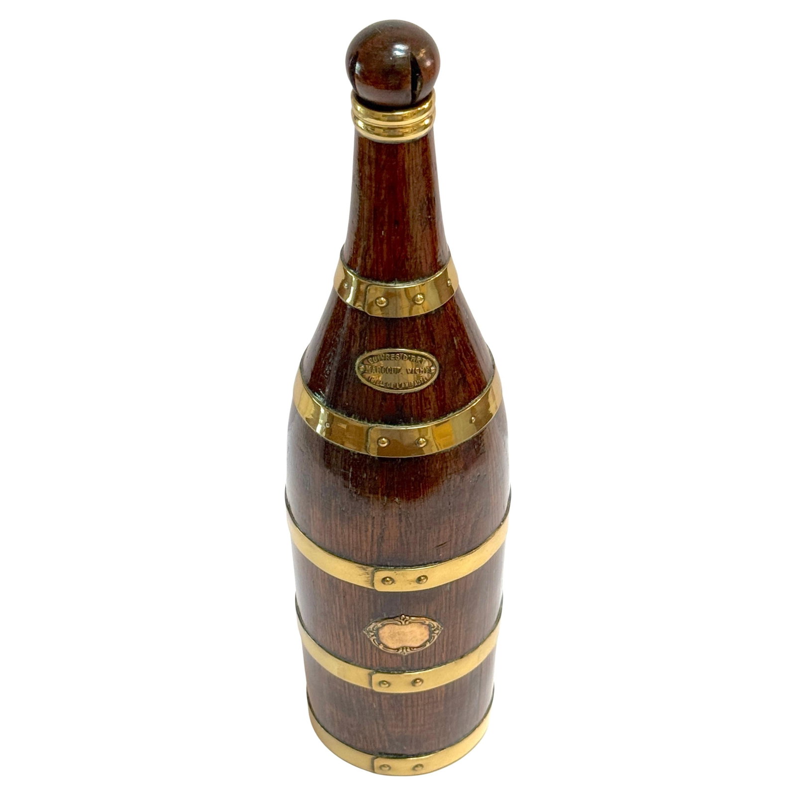 Antique French Brass-Bound Walnut Bottle Box Counes Derby Marquot Vichy (1 of 11)