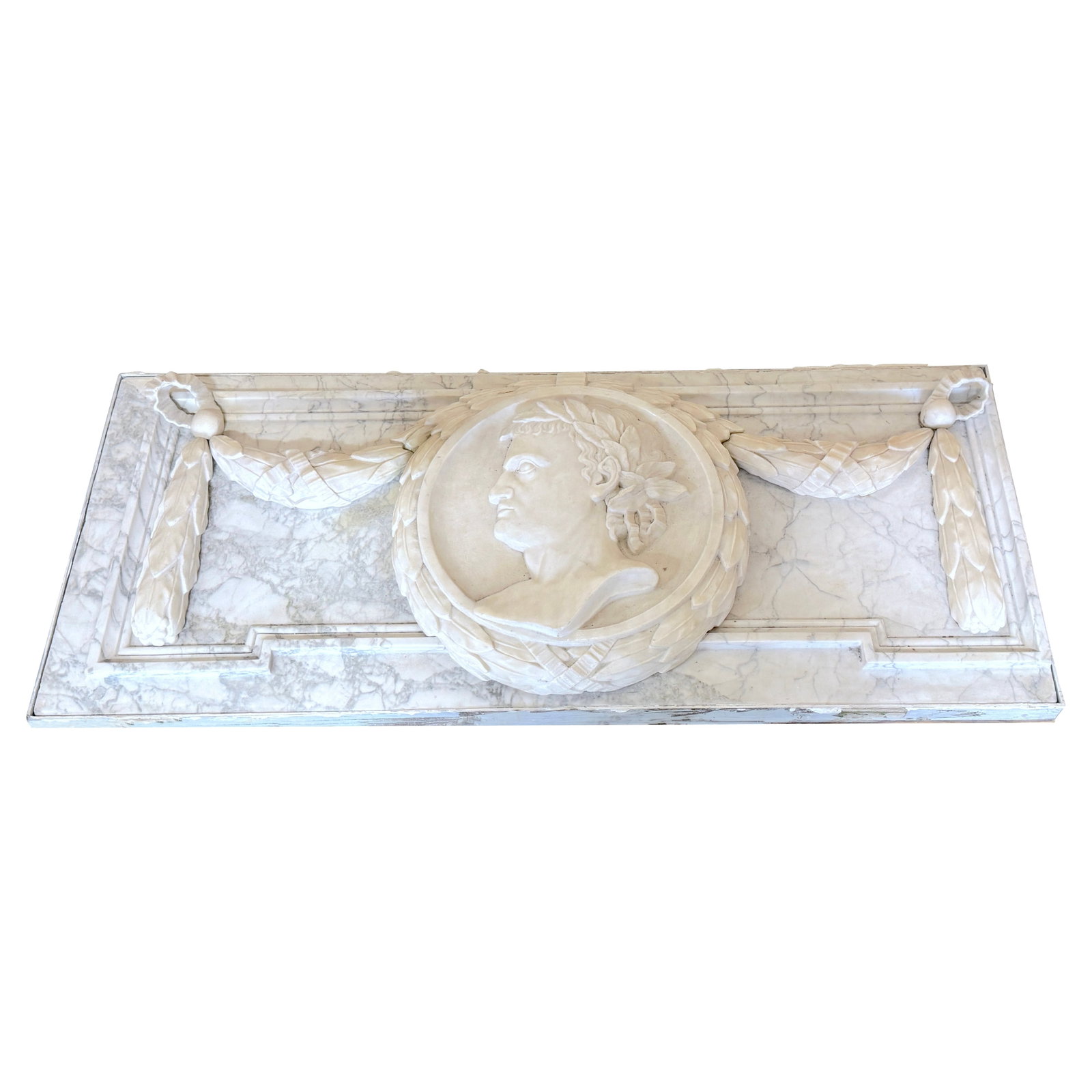 19th Century Italian Grand Tour Hand-Carved Marble Plaque of Caesar: 19th Century Italian Grand Tour Hand-Carved Marble Plaque of Caesar Experience the grandeur of Roman history with this exquisite 19th Century Italian Grand Tour Carved Marble Portrait Plaque featuring