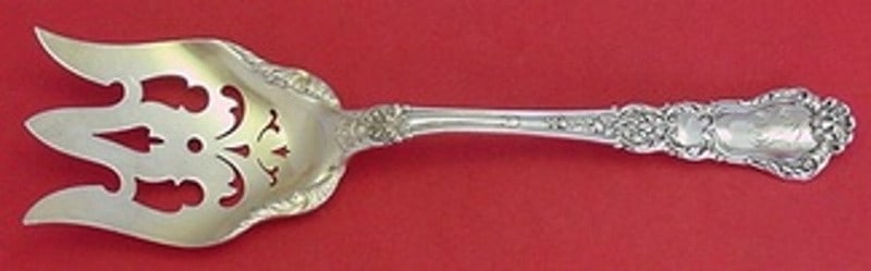 Gorham Baronial Old Sterling Silver Salad Serving Fork 9 Gold Washed: Gorham Baronial Old Sterling Silver Salad Serving Fork 9 Gold Washed This exquisite salad serving fork is crafted from sterling silver and features a luxurious gold wash finish. Designed in the elegan